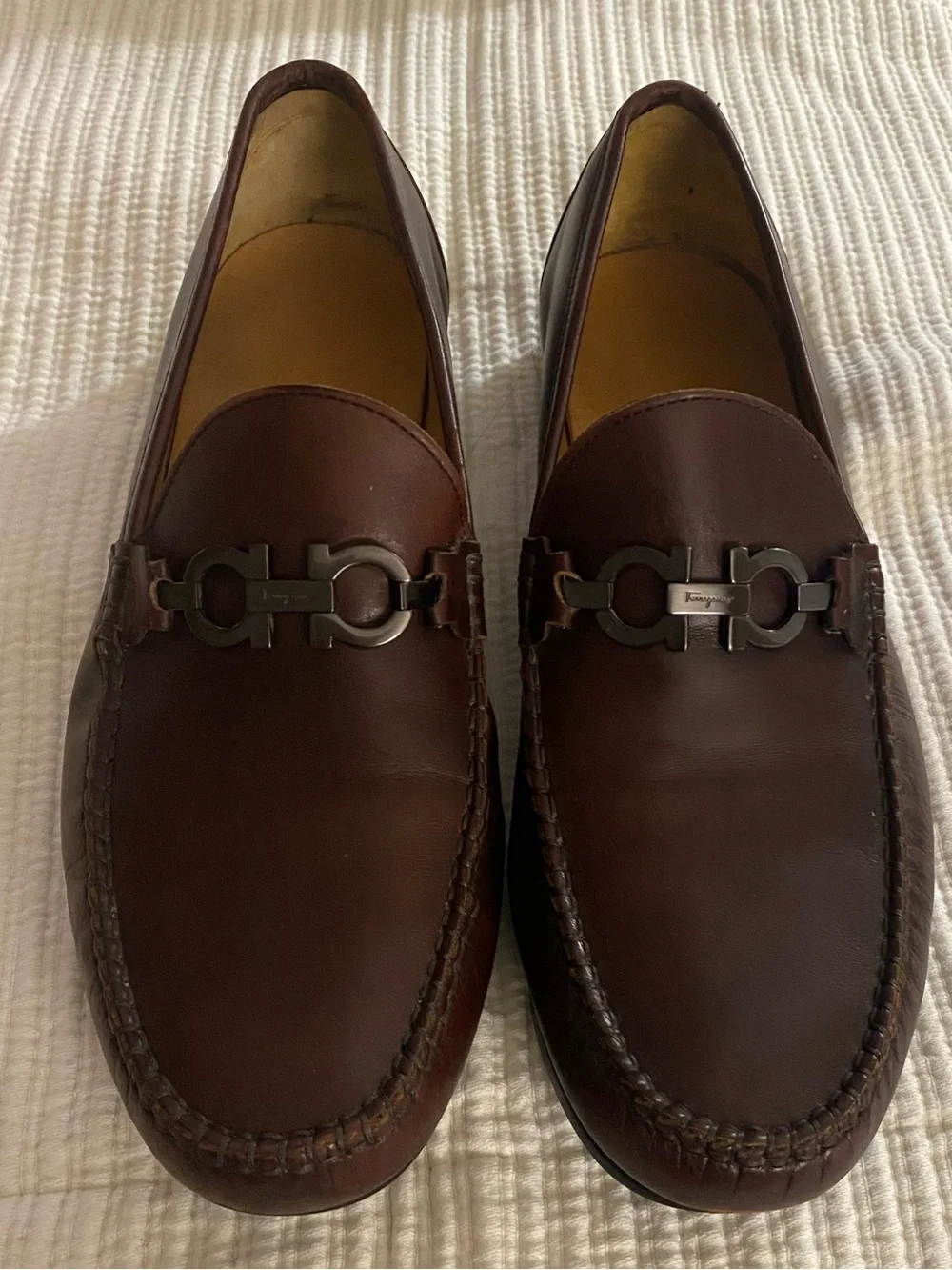 Salvatore Ferragamo Dark Brown Leather Bit Slip-On Loafers